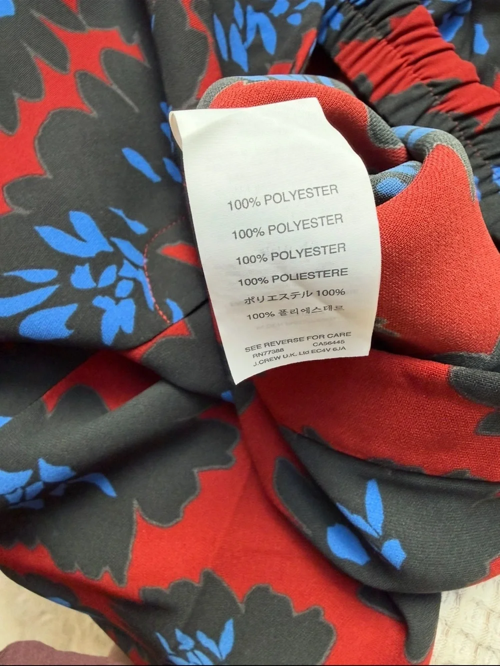 J.Crew Floral Drapey Pull-On Slim Straight Pants Red Blue Size 6